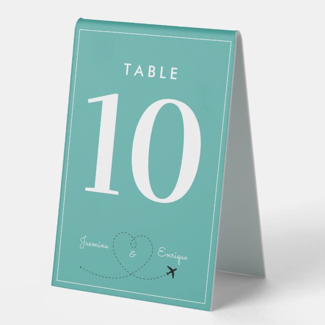 Plaque De Table Invitation de mariage de destination Aqua moderne (Recto)