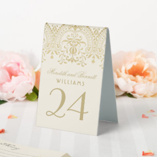 Plaque De Table Ivoire Gold Vintage Glamor Mariage Numéro de table