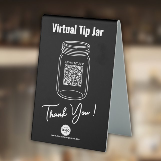 Plaque De Table Jar à conseils virtuels, code QR personnalisé, log (Créateur téléchargé)