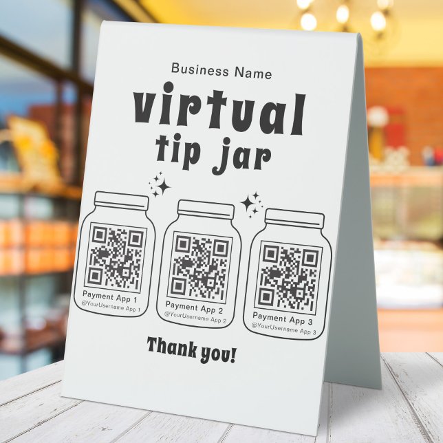 Plaque De Table Jar de conseil virtuel avec 3 code QR (Créateur téléchargé)