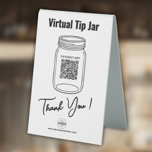 Plaque De Table Jar de conseil virtuel, code QR personnalisé, logo
