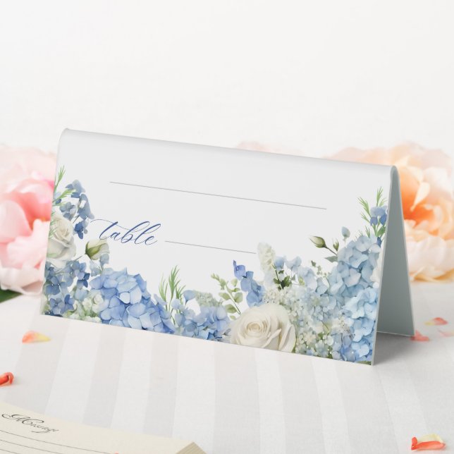 Plaque De Table Jardin anglais Blue Hydrangea White Roses Table (In SItu (Mariage))