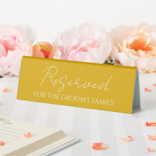 Plaque De Table Jaune d'or réservé pour la famille Jaune de Groom