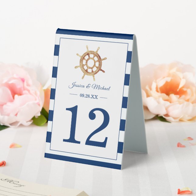 Plaque De Table Jeu de direction d'aquarelle de la marine (In SItu (Mariage))