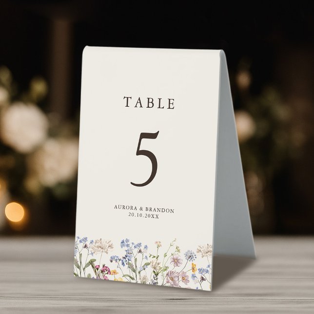 Plaque De Table Joli Fleur sauvage de printemps Meadow Garden Numé (Pretty Spring Wildflower Meadow Garden Number Table Tent)