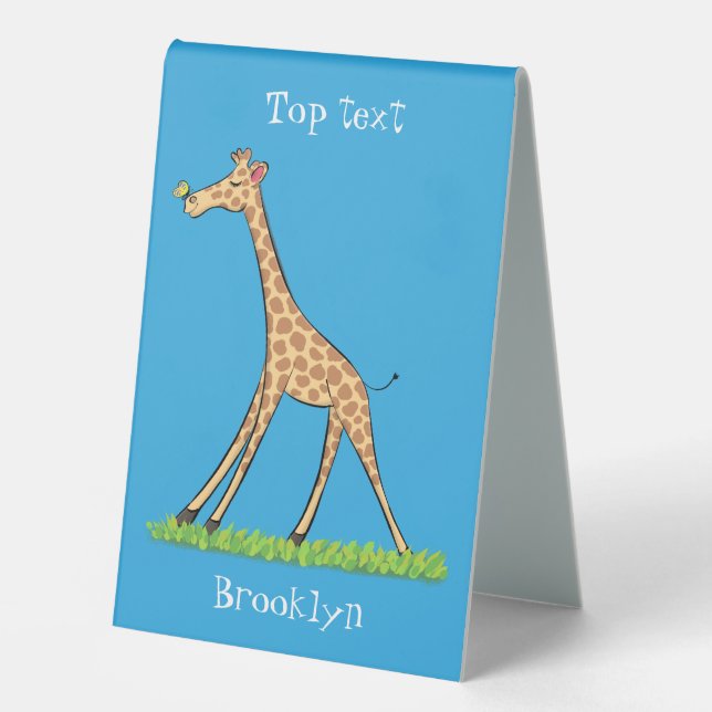 Plaque De Table Jolie girafe avec dessin animé de papillon (Recto)