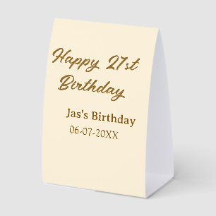 Plaque De Table Joyeux 21e anniversaire marron pastel jaune nom da