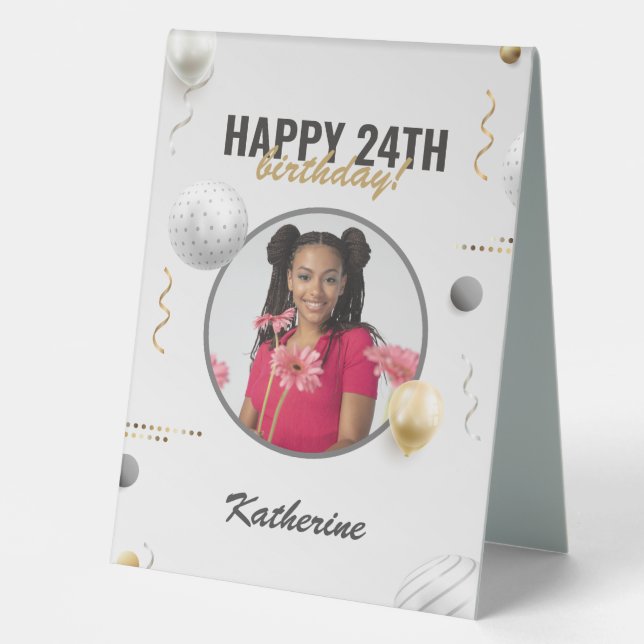 Plaque De Table Joyeux Anniversaire simple personnalisé cadeau pho (Recto)
