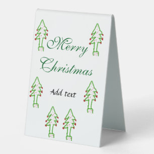 Plaque De Table Joyeux Noël vert sapin rouge cerise de Noël