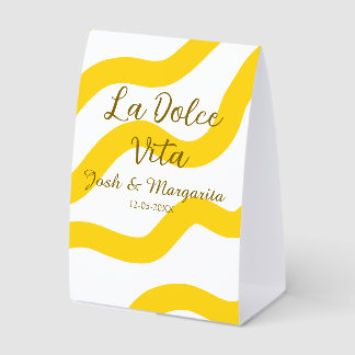Plaque De Table La Dolce Vita jaune mariage couple Nom date glit