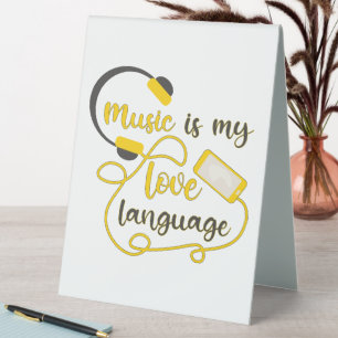 Plaque De Table La musique est ma langue d'amour phrase romantique