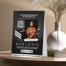 Lancement de livre d'auteur élégant noir et argent