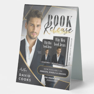 Plaque De Table Lancement du livre Smoky Grey & Gold Lines