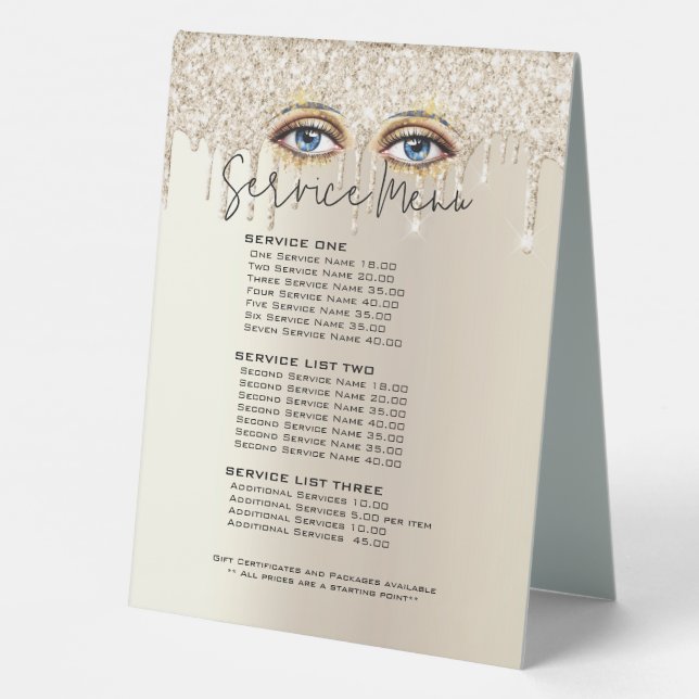 Plaque De Table Lashes Glam Champagne Driving Parties scintillant  (Verso)