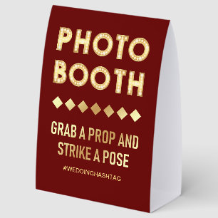 Plaque De Table Lettres de Marquee Rouge Or Booth Photo de Mariage