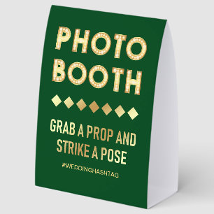 Plaque De Table Lettres de Marquee Vert Doré Photomaton de Mariage