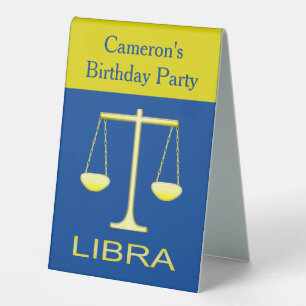 Plaque De Table Libra Golden Scales Star Sign Custom Anniversaire