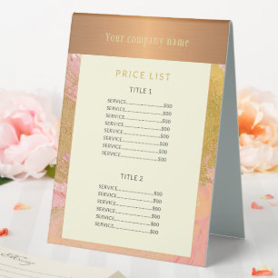Plaque De Table Liste de prix abstraite de la parties scintillant