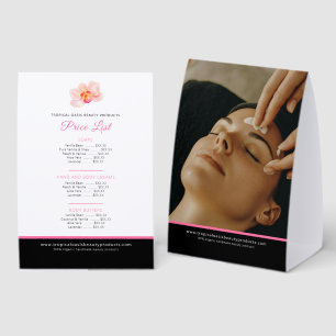 Plaque De Table liste de prix de produits de beauté orchidée rose 