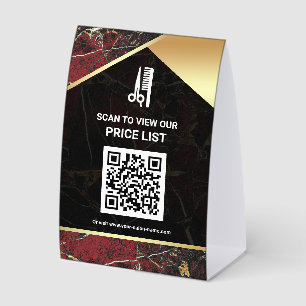 Plaque De Table Liste de prix du code QR du salon de coiffure et d