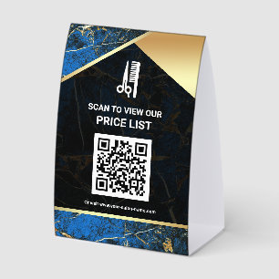 Plaque De Table Liste de prix QR Code Salon de coiffure et maquill