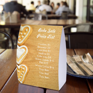 Plaque De Table Liste de Prix Vente de Pâtisseries Photo de Cookie