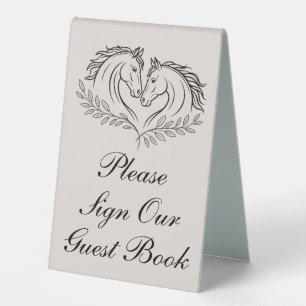 Plaque De Table Livre d'or de mariage rustique élégant avec chevau