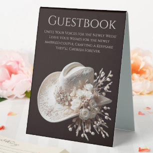 Plaque De Table Livre d'or mariage Casquette de la fille avec fleu