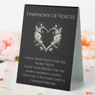 Plaque De Table Livre d'or mariage - Fleurs modernes avec un coeur