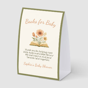 Plaque De Table Livres pour bébé Wildflower Aquarelle Baby Shower