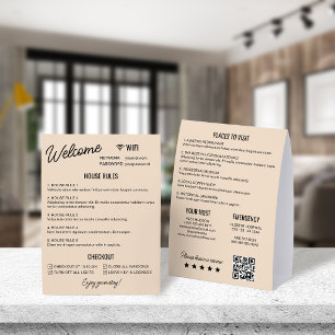 Plaque De Table Location de vacances Beige Noir Règles Wifi Inform