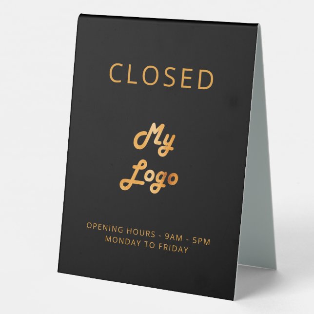 Plaque De Table Logo affaires ouvert noir fermé or (Verso)