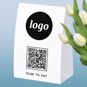 Plaque De Table Logo Code QR Entreprise Scannez pour Payer