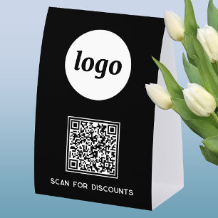 Plaque De Table Logo Code QR Entreprise Scannez pour Réductions No