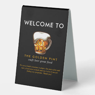 Plaque De Table Logo de chope Brasserie Bar Réouverture Sécurité B