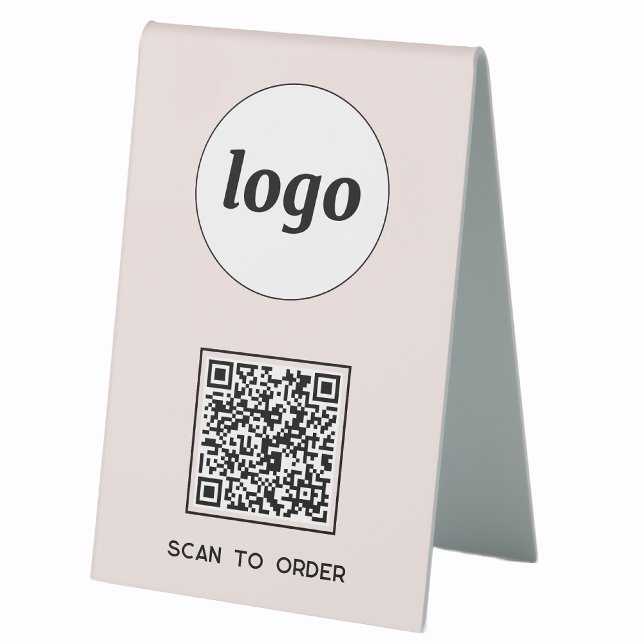Plaque De Table Logo de code QR Analyse d'entreprise pour commande (Logo QR code Scan to Order table tent sign for cafe bar restaurant shop store stall business)