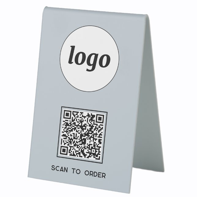Plaque De Table Logo de code QR Analyse d'entreprise pour commande (Logo QR code Scan to Order table tent sign for cafe bar restaurant shop store stall business)