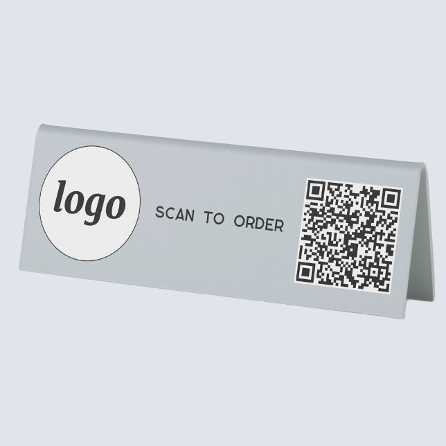 Plaque De Table Logo de code QR Analyse d'entreprise pour commande (Logo QR code Scan to Order table tent sign for cafe bar restaurant shop store stall business)