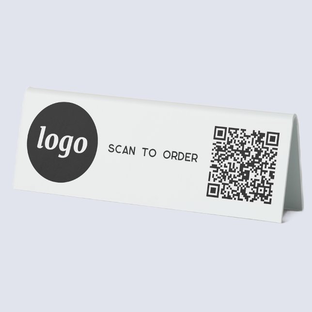 Plaque De Table Logo de code QR Analyse d'entreprise pour commande (Logo QR code Scan to Order acrylic sign for cafe bar restaurant shop store market show stall busines)