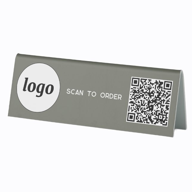 Plaque De Table Logo de code QR Analyse d'entreprise pour commande (Logo QR code Scan to Order table tent sign for cafe bar restaurant shop store stall business)