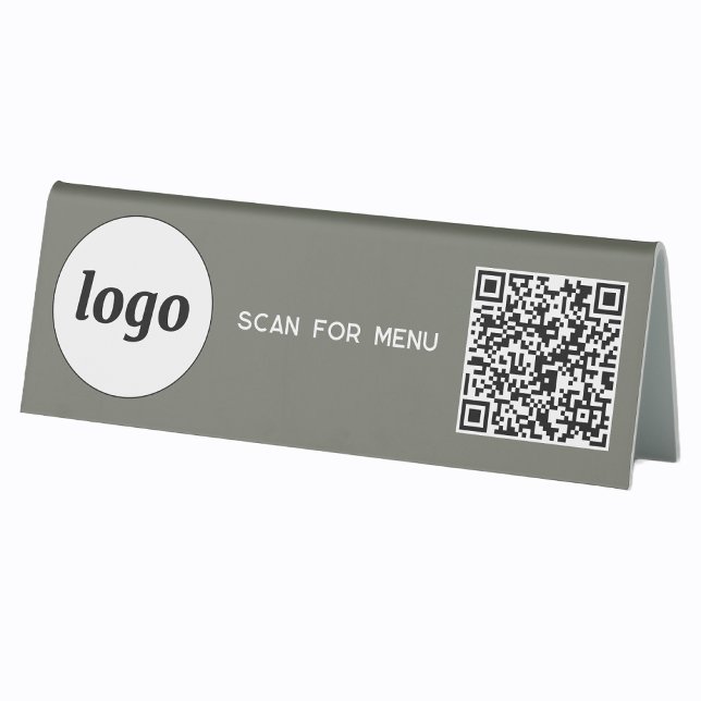 Plaque De Table Logo de code QR Analyse d'entreprise pour Menu Sag (Logo QR code scan for menu table tent sign business cafe restaurant shop store signage and more)