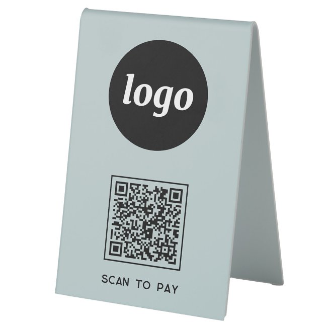 Plaque De Table Logo de code QR Analyse d'entreprise pour payer Du (Simple logo QR code business promotional Scan To Pay table tent sign)