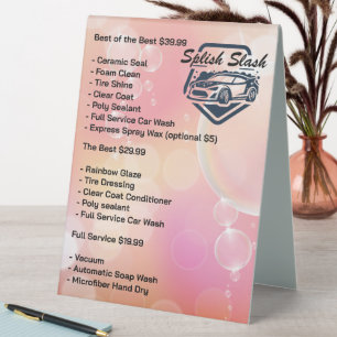 Plaque De Table Logo de lavage automatique de voiture   Service de