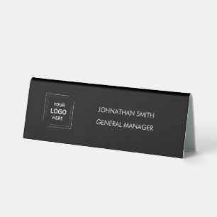 Plaque De Table Logo d'entreprise   Bureau professionnel noir mode