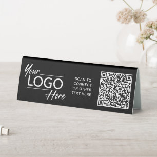 Plaque De Table Logo d'entreprise moderne QR Code noir