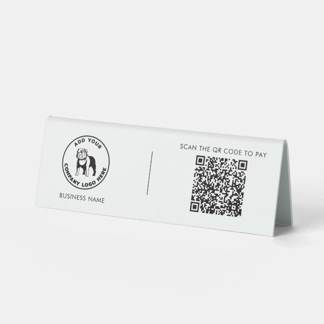 Plaque De Table Logo d'entreprise moderne Simple QR Code et Vet Te (Recto)