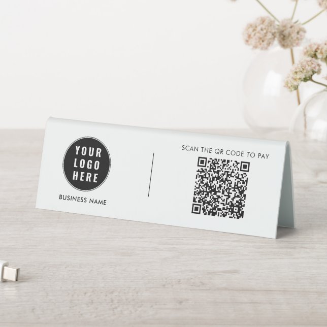 Plaque De Table Logo d'entreprise moderne Simple QR Code Société (En SItu (Tableau))