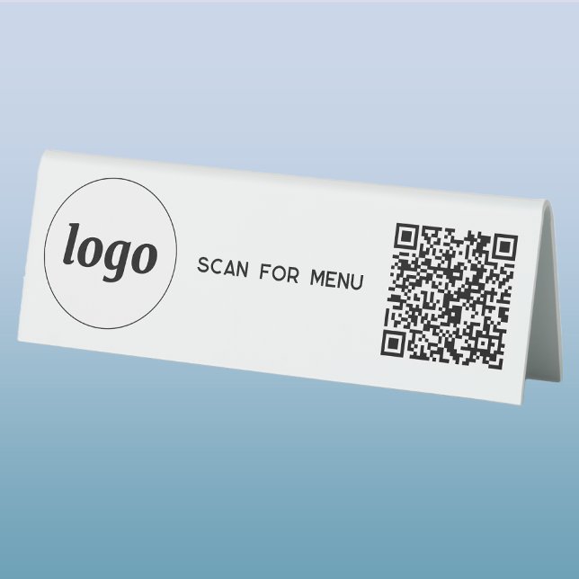 Plaque De Table Logo du code QR Analyse d'entreprise pour le menu (Logo QR code scan for menu business table tent sign for cafe restaurant shop store)