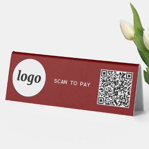 Plaque De Table Logo du code QR Analyse d'entreprise pour payer le