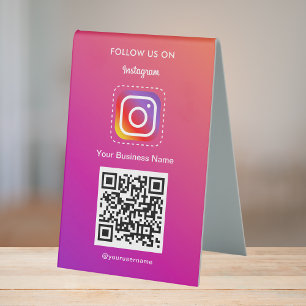 Plaque De Table Logo Instagram Professionnel Suivez-Moi Qr Code